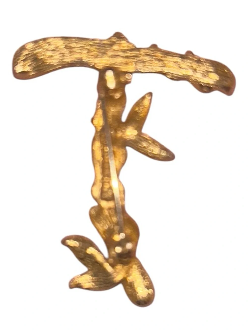 Gold Bamboo Twig‎ Brooch Pin